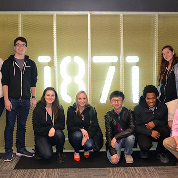 Group of Students from Northwestern at 1871, a co-working center for digital startups.